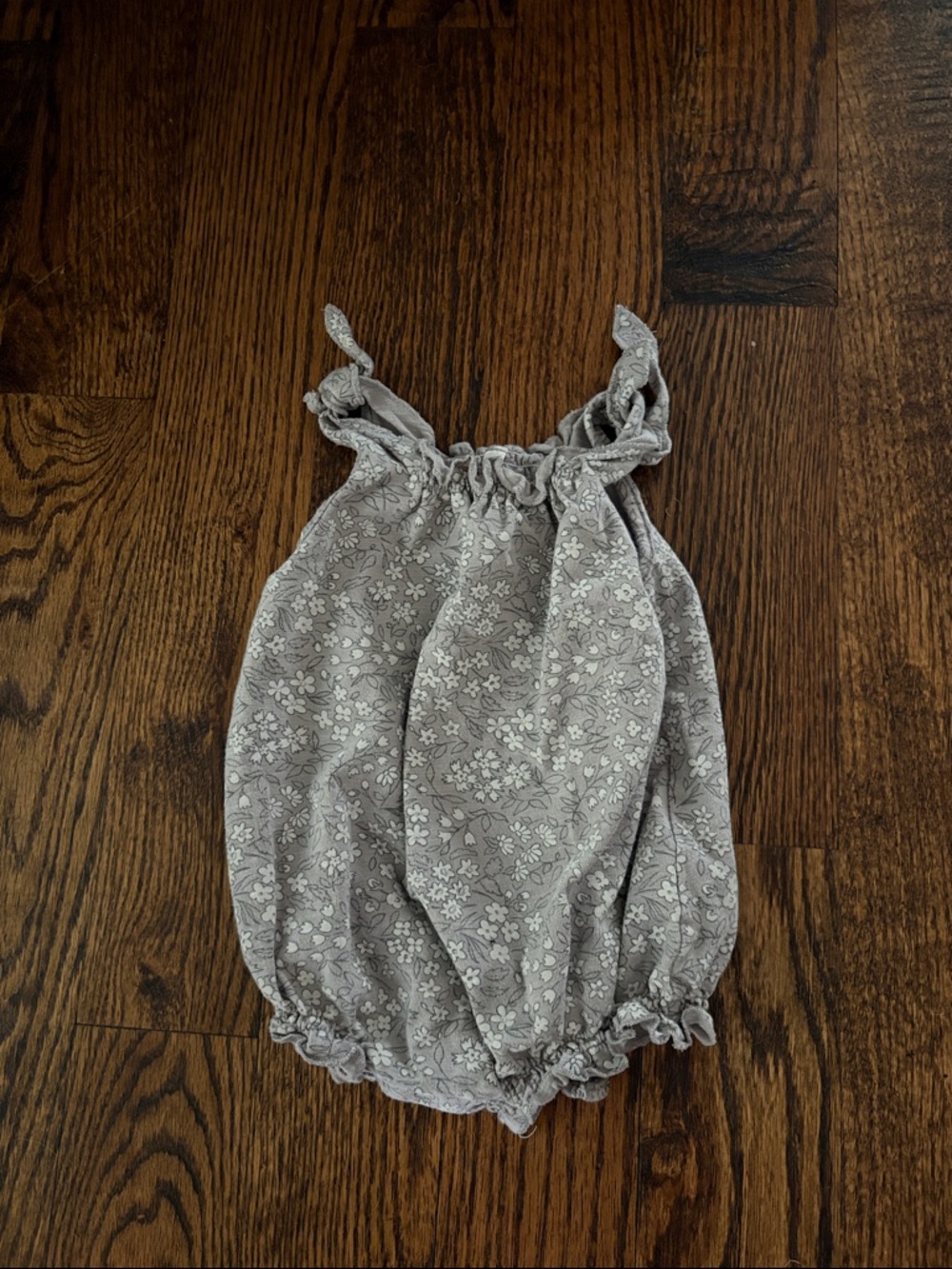 Rylee & Cru | Floral Gray Baby Romper - Sleeveless Bubble Style